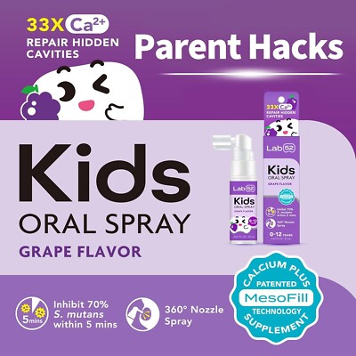 LAB52 Kids Oral Spray Grape Flavor   20ml, Fluoride-Free Baby Mouthwash