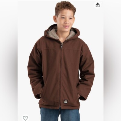 Berne youth Sherpa-lined softstone duck hooded jacket size small