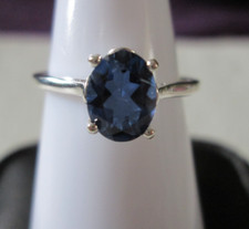 Ceylon Blue Quartz Sterling Silver Ring Size 8 1.50 cts.