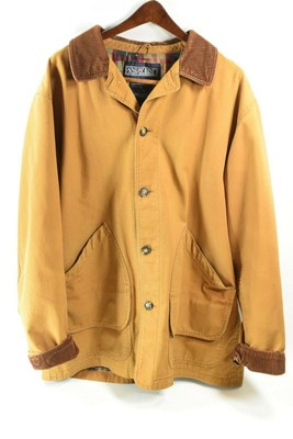 Lands End Mens Barn Coat Field Jacket Corduroy Collar Flannel