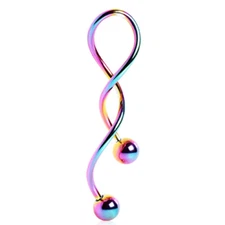 1- 14 GA 1 3/8" Mixed Belly Button Twist Stainless Steel Navel Ring Earring B627