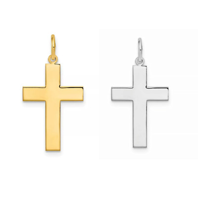14K Gold plated sterling Silver Cross Pendant Necklace for unisex 18'' Chain