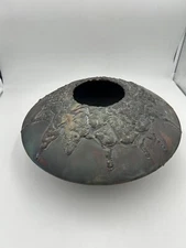 13" Dia. RAKU Bowl/vase SIGNED WILLIAM K TURNER STUDIO ART POTTERY 6”tall
