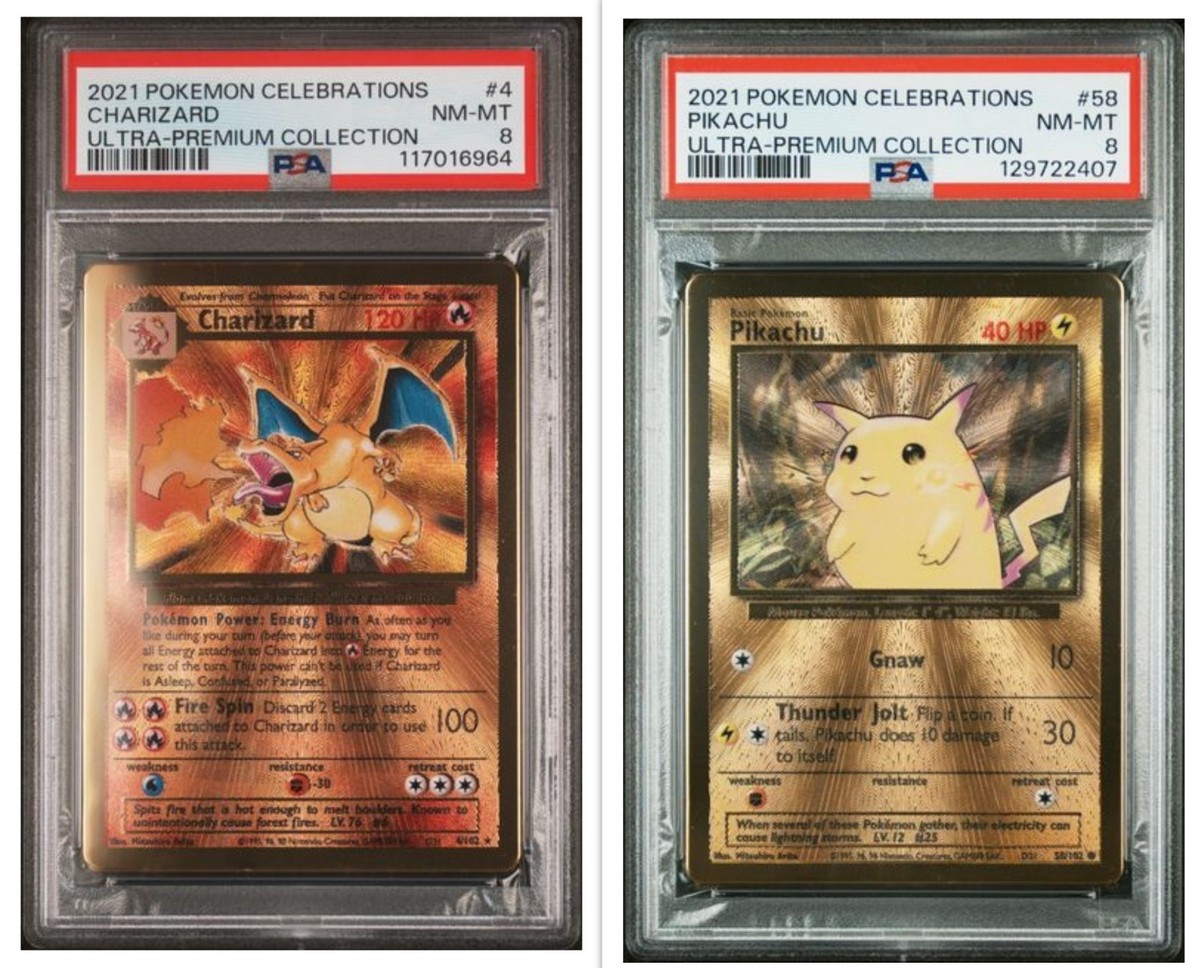 2021 CHARIZARD #4 & PIKACHU #58 POKEMON UPC CELEBRATIONS METAL