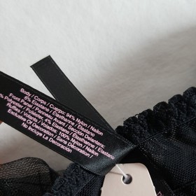 Victoria's Secret Sexy Little Things Garter Thong Medium Black Satin Ruffle