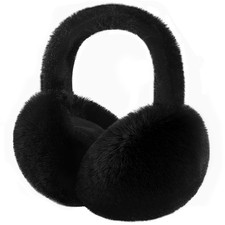 Tavaleu Ear muffs for Women Winter, Faux Fur Earmuffs, Cute One Size, Black