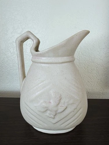 Niloak Eagle Ceramic Matte White  Pink Speckle Accent Pottery Pitcher - Rare