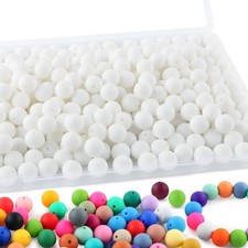 Silicone Beads 15mm 170Pcs, Craft Beads For Keychain Pen Jewelry Making, White