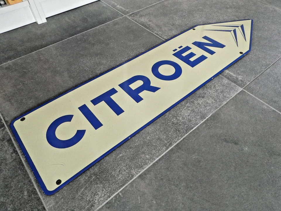 RARE ancienne plaque émaillée directionnelle CITROEN 100x25 cm - Photo 2/4