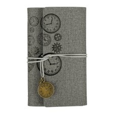 A6 PU Leather Notebook, 160 Pages 100 Gsm Gear Design Journal Gray 