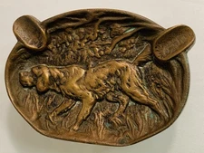 Vintage Cast Metalware Hunting Dog Retriever  Ashtray Man Cave/Cigarette/Cigar
