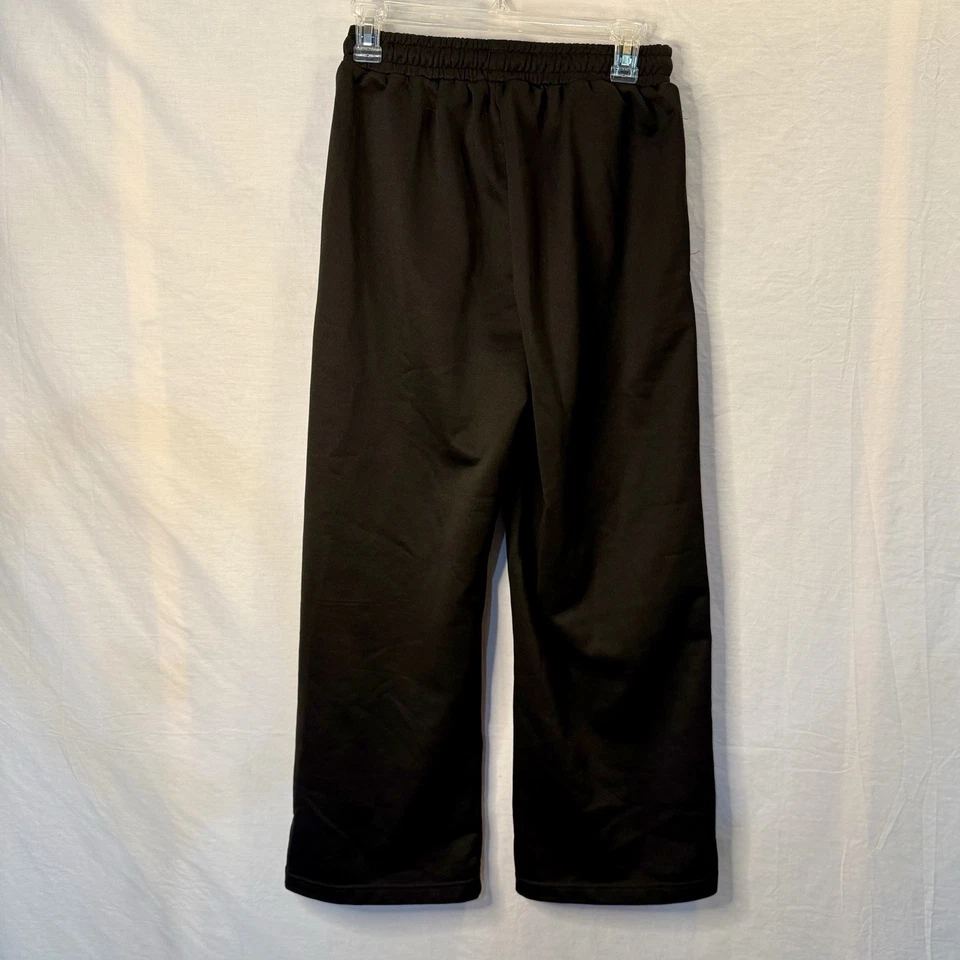 Wide Leg Sweat Pants Women's Small Black  Drawstring Lounge Stretch - Image 2 of 4