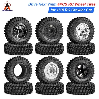 AUSTAR 1.3" RC Tires Wheels Tyre 7mm Hex for 1/18 TRX4M RC Crawler Car Upgrade