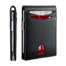 Men's RFID Slim Wallet Credit Card Holder Thin Billfold Money Purse Black Case