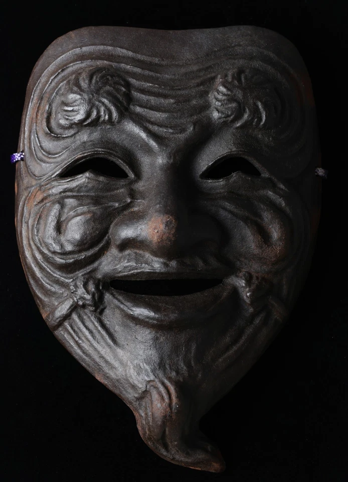 Beautiful Old Vintage Japanese Bronze NOH MASK -Okina- 翁面 with a wooden box - Image 2 of 4