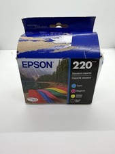 EPSON 220 TRI COLOR CYAN MAGENTA YELLOW BLACK GENUINE INK CARTRIDGE 4/2028 New