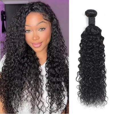 22 Inch Virgin Human Hair Water Wave Bundles - Natural Black Remy Weave, Heat-Fr