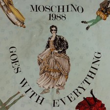 Vintage Moschino Schal Goes With Everything Seide der 80er Jahre Originell