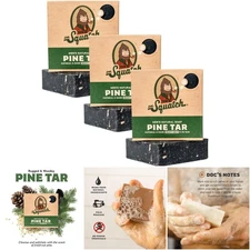 Natural Bar Soap for Men - Cold Process Pine Tar 5 Oz 3-Pack