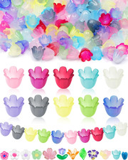 300PCS Acrylic Lily Bell Flower Bead Caps, 10 Colors Trumpet Floral Beads Charms