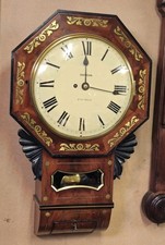 Regency Gaydon London Brass Inlay Fusee Drop Dial Wall Clock