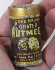 DOVE BRAND NUTMEGS  TIN LITHO CAN FRANK TEA SPICE CINCINNATI