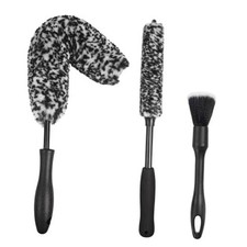 3PCS Wheel Brush Kit for Cleaning Wheel and Tire, Wheel and Rim Brush, Black