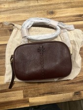 Tory Burch McGraw Crossbody Camera Bag Textured Leather, Wine/500