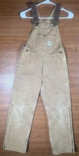 Carhartt Youth Brown Duck Canvas Bib Overalls Size M 10-12 Workwear  1 