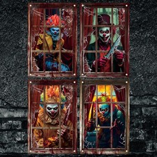 Patelai 4 Pcs Scary Halloween Ghost Curtain Halloween Window Silhouette Decor...