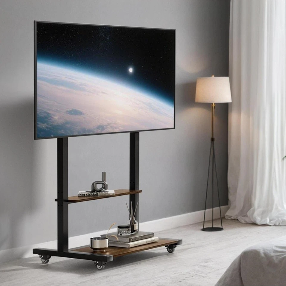 Soporte de piso para TV enrollable XXL de 40-86" pantalla LCD LED carro de TV montaje altura ajustable Foto 3 de 4