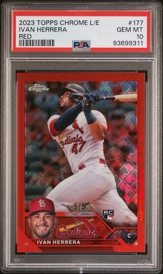 2023 Topps Chrome Red Logofractor Ivan Herrera #177 | BOOKEND! 5/5 (RC) PSA 10