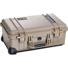 Pelican 1510 On Watertight Hard Case with Foam Insert  Wheels - Desert Tan