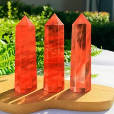 AA+ Red Smelting Crystal Tower Obelisk Energy Wand Point Home Decor Healing Gift