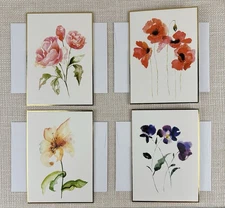 Graphique de France Flowers Blank Note Cards 4 Piece Lot 6x4.25 with Envelopes