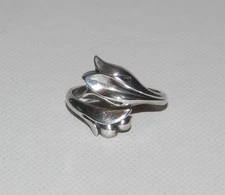Vtg  Sterling 925 Modernist Lily Adjustable Ring Avon Inspired by Georg Jensen