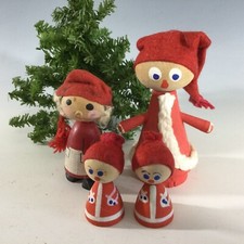 SWEDISH TOMTE WOODEN CHRISTMAS ELF GNOME Family