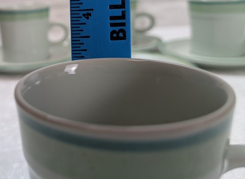 Set Of 4 JC J. C. Penney Sea Green Coffee Cups & Saucers Vintage 1970s - Picture 7 of 8