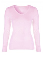 LADIES WOMANS BASIC LONG SLEEVE PLAIN V NECK STRETCH TOP T SHIRT PLUS SIZE 8-26
