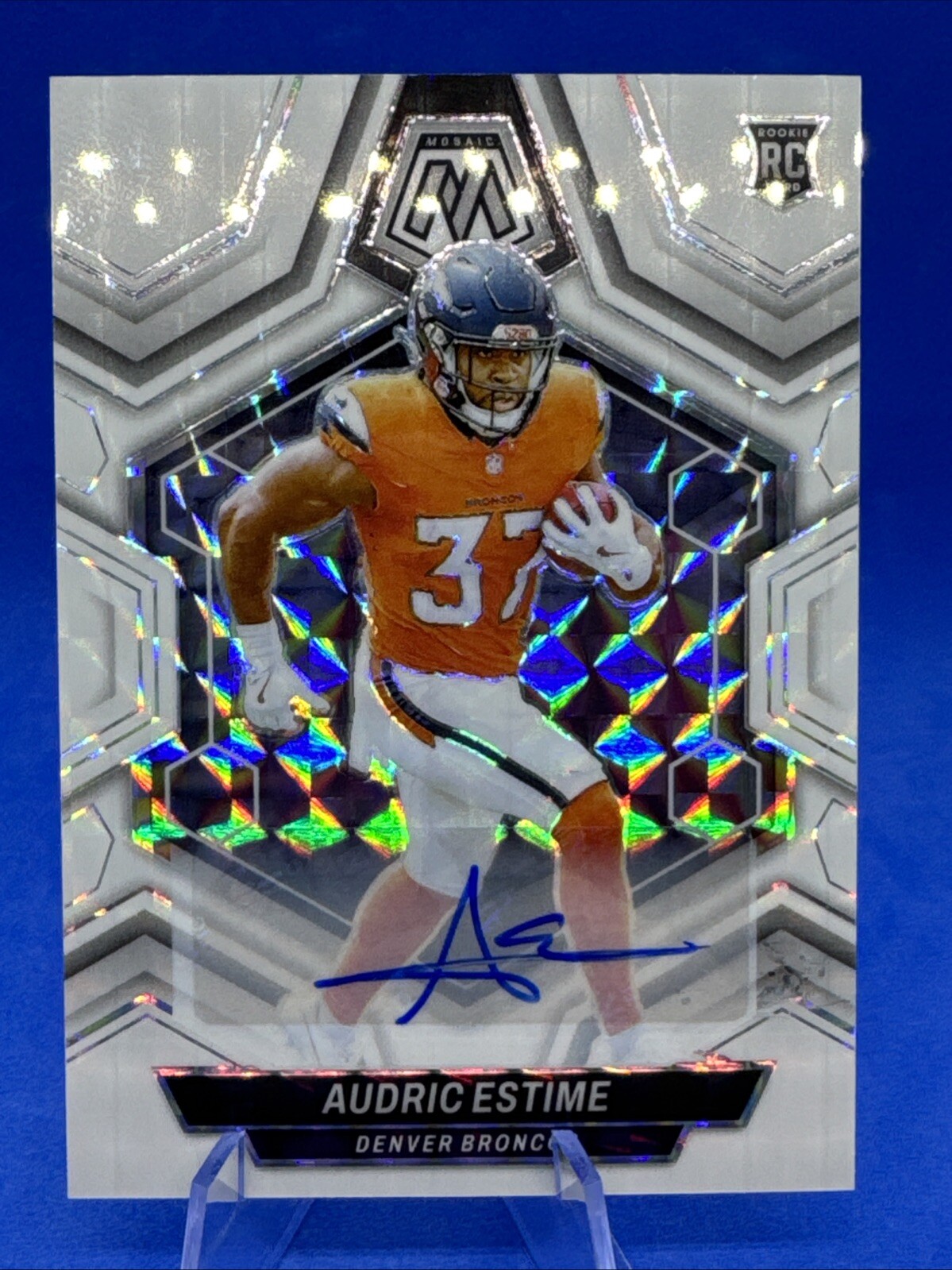 2024 Mosaic Football FOTL Audric Estime White Auto RARE 11/25 RC Rookie Broncos