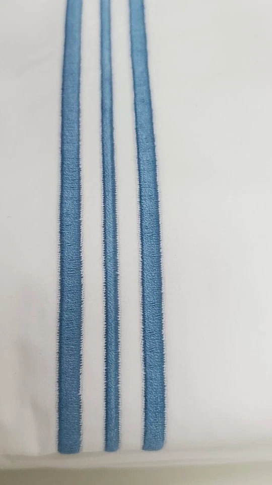 Juego de sábanas Frette Triplo Bourdon Queen blanco/laguna 100 % algodón popelín Italia Foto 4 de 4