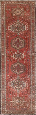 Vintage Traditional Geometric Wool 3x11 Runner Rug Hand-knotted Wool Red Carpet