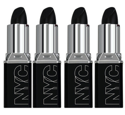 Lot of 4: New NYC Ultra Last Lipwear Lipstick in 0156-02 Blackula (Black,Sealed)