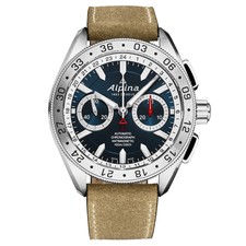 Alpina Men's 'Alpiner4' Chronograph Blue Dial Brown Strap Watch AL-860LNS5AQ6-BF