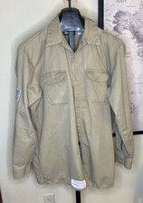 bulwark flame resistant shirt Men  s XL Flag Patch Full Button Shirt B