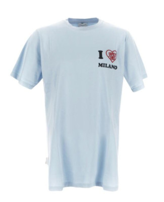 Family First 'I Love Milano' T-shirt Short Sleeve Light Blue Size XXL