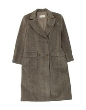 Vintage Womens Double Breasted Coat It 42 Medium Grey Herringbone Cj01