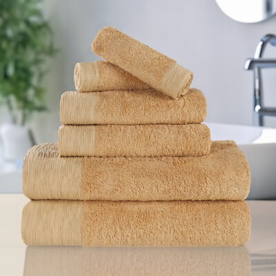 Rayon from Bamboo Blend Eco-Friendly Soft Fluffy Solid 550 GSM 6-Piece Towel Set