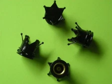  Kings Crown BLACK Tire Valve Stem Caps Car Truck Hot Rod ATV   Qty 4