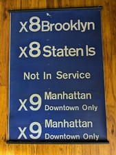 Vintage New York/Staten Island bus scroll sign destination transit MCM Original